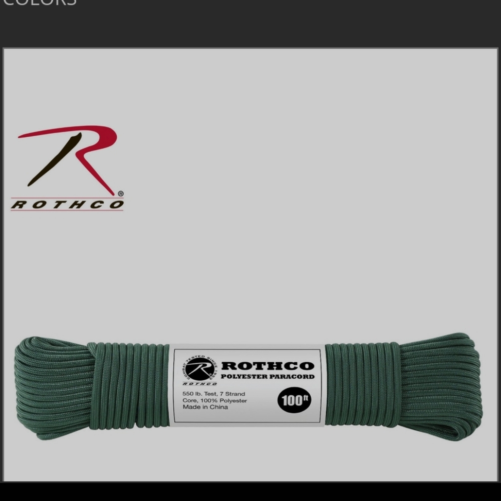 New Rothco 550Lb Tested 100% Polyester  Multi7 Strand Durable Paracord Hunter Gr